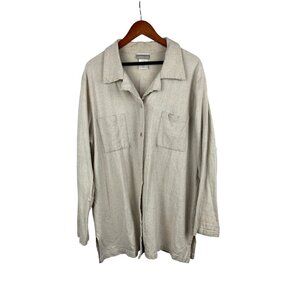 Coldwater Creek Womens XL Beige Linen Blend Button-Up Shirt